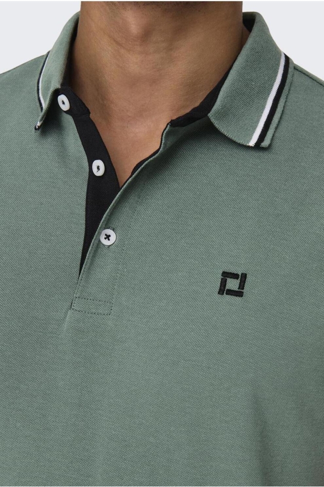ONSFLETCHER LIFE SLIM SS POLO NOOS 22024827 DARK FOREST